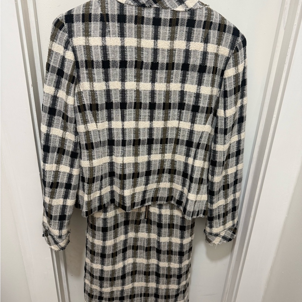 Sara Campbell Plaid Blazer in Black and Cream